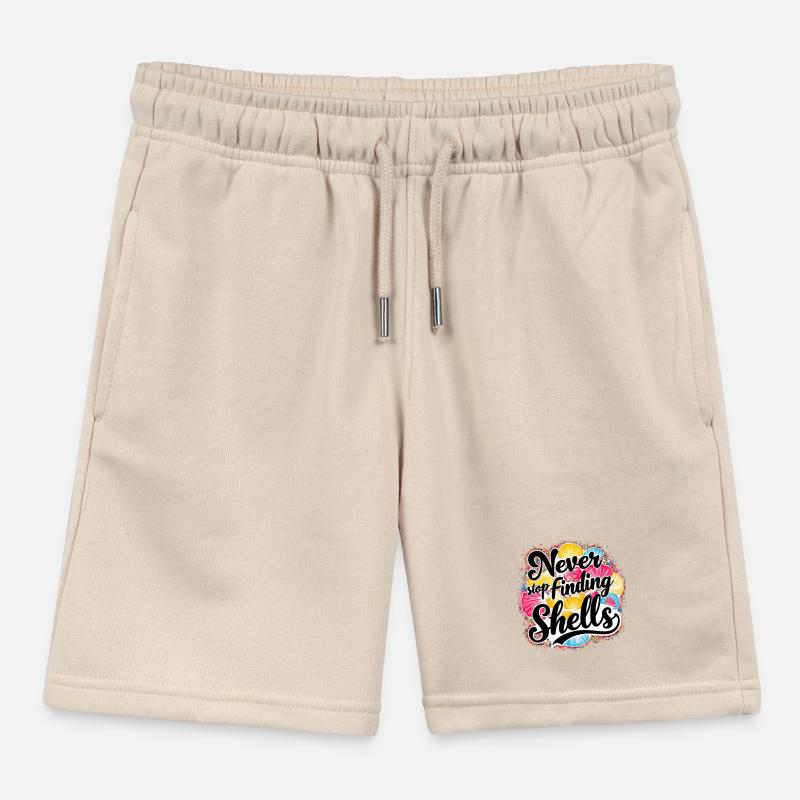 Never Stop Finding Shells Design Kids Organic Sweat Shorts by Stanley/Stella