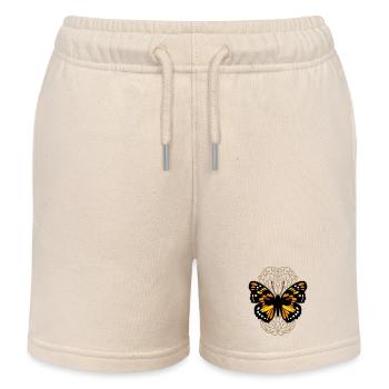 Schöner Schmetterling auf dem Ornamentmuster - Kinder Organic Joggingshorts Mini Bolter von Stanley/Stella - Natur - Vorne