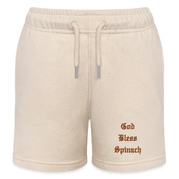 GodBlessSpinach - Kids Organic Sweat Shorts by Stanley/Stella - soft Ecru - Front
