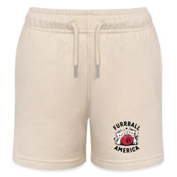 Furrball America Cute Cat American Football - Kids Organic Sweat Shorts by Stanley/Stella - soft Ecru - Front