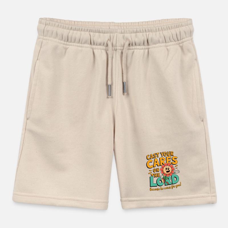 Cast your cares on the lord Kids Organic Sweat Shorts by Stanley/Stella