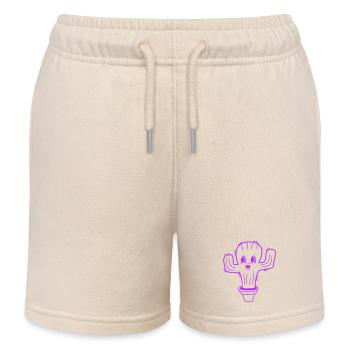 Dear Cactus Cacti Kawaii Face Cute Prickly - Kids Organic Sweat Shorts by Stanley/Stella - soft Ecru - Front