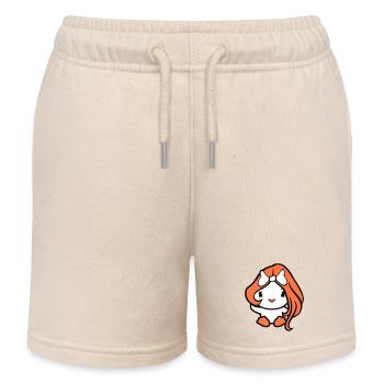 Vogel Dame Frau weiblich hübsches Gesicht Schleife - Kinder Organic Joggingshorts Mini Bolter von Stanley/Stella - Natur - Vorne