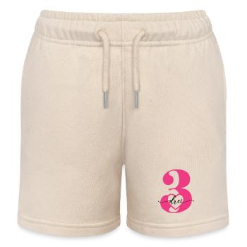 Ziffer Drei 3 mit Herz - Kinder Organic Joggingshorts Mini Bolter von Stanley/Stella - Natur - Vorne