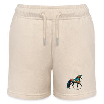 Pferd mit Blumen geschmückt - Kinder Organic Joggingshorts Mini Bolter von Stanley/Stella - Natur - Vorne