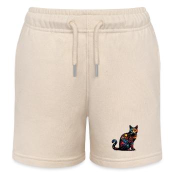Cat - Kids Organic Sweat Shorts by Stanley/Stella - soft Ecru - Front
