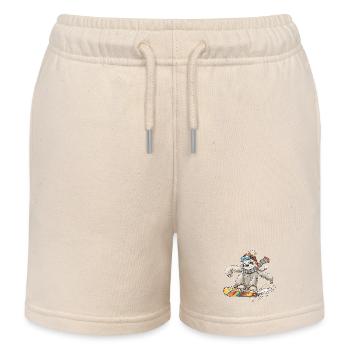Sloth Snowboard Pun Slowboard Humor Winter Sports - Kids Organic Sweat Shorts by Stanley/Stella - soft Ecru - Front