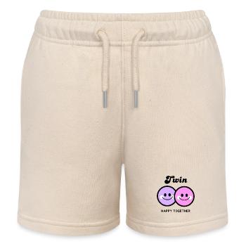 Jumeaux joyeux visages « Twin » Ensemble fille - Short de jogging enfant bio Stanley/Stella - écru doux - Devant
