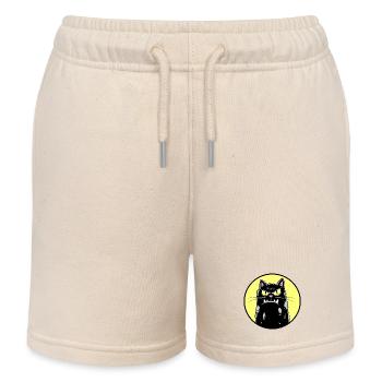 Black cat - Kids Organic Sweat Shorts by Stanley/Stella - soft Ecru - Front