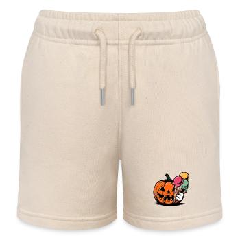 Kürbis Eiszauber Halloween - Kinder Organic Joggingshorts Mini Bolter von Stanley/Stella - Natur - Vorne