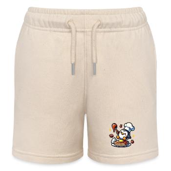 Waffle Iron Fan Waffle Baker Outfit - Kids Organic Sweat Shorts by Stanley/Stella - soft Ecru - Front