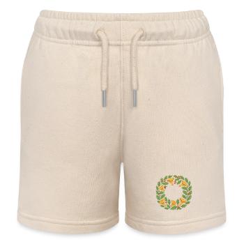 Wreath of Holly and Chanterelles - Kids Organic Sweat Shorts by Stanley/Stella - soft Ecru - Front