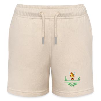 Fish Laurel Wreath with Namespace - Kids Organic Sweat Shorts by Stanley/Stella - soft Ecru - Front