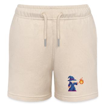 Pixel Wizard und Feuer - Kinder Organic Joggingshorts Mini Bolter von Stanley/Stella - Natur - Vorne