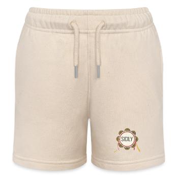 Tambourin sicilien Sicile - Short de jogging enfant bio Stanley/Stella - écru doux - Devant