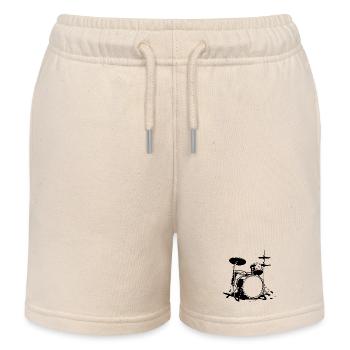 Drum Sketch - Kids Organic Sweat Shorts by Stanley/Stella - soft Ecru - Front