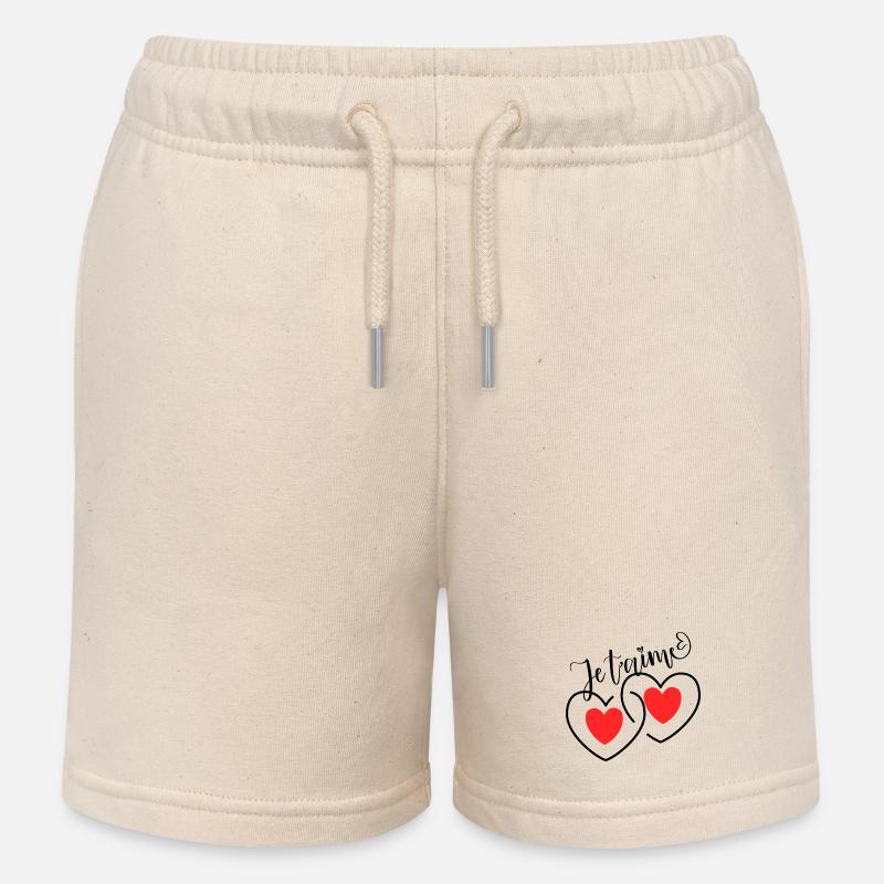 Je T'aime Cœurs entrelacé - Short de jogging enfant bio Stanley/Stella - écru doux