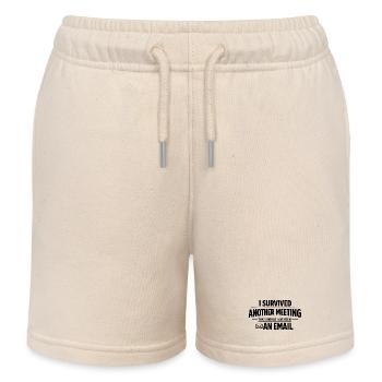 I Survived Another Meeting - Kids Organic Sweat Shorts by Stanley/Stella - soft Ecru - Front