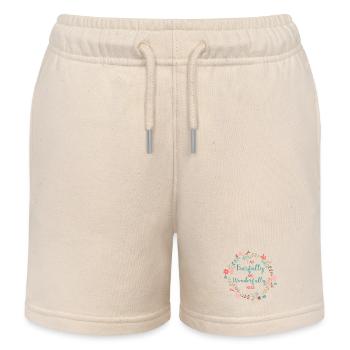 Je suis effrayée et merveilleusement faite - Short de jogging enfant bio Stanley/Stella - écru doux - Devant