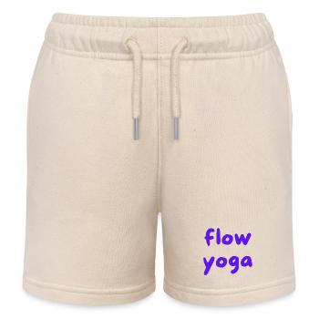 Flow Yoga Handlettering Purpur - Kinder Organic Joggingshorts Mini Bolter von Stanley/Stella - Natur - Vorne