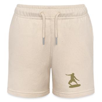Surfer Silhouette Wellenreiten minimalistisch - Kinder Organic Joggingshorts Mini Bolter von Stanley/Stella - Natur - Vorne