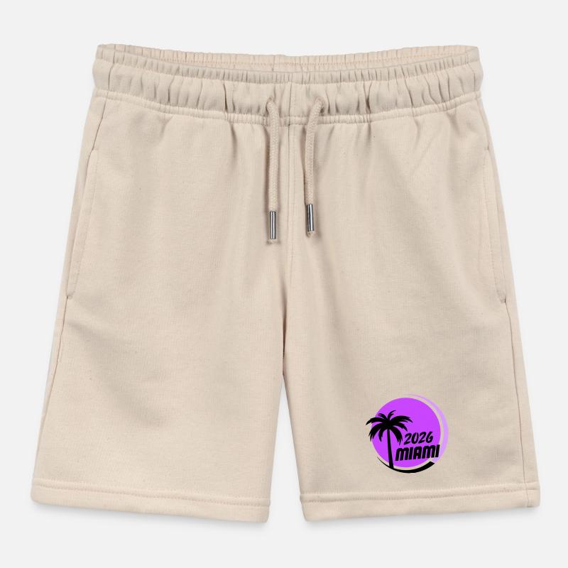 Miami Palm Trees Neon Logo Kids Organic Sweat Shorts by Stanley/Stella