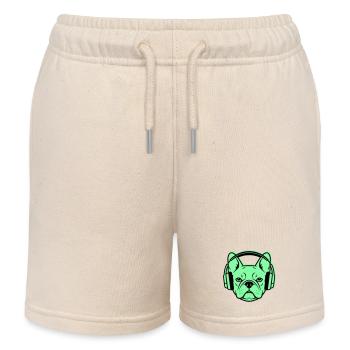 Frenchie DJ Headphones Music - Kids Organic Sweat Shorts by Stanley/Stella - soft Ecru - Front