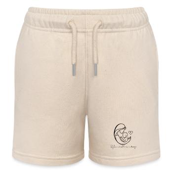 Mutterschafts-Herzschlag-Linienzeichnung - Kinder Organic Joggingshorts Mini Bolter von Stanley/Stella - Natur - Vorne