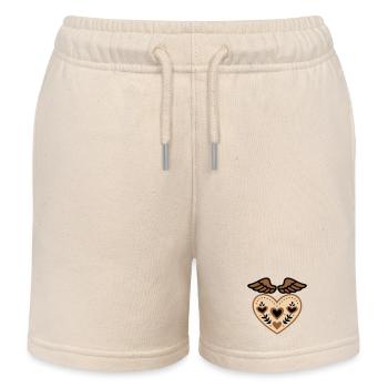 Herz Flügel Schutzengel Tattoo - Kinder Organic Joggingshorts Mini Bolter von Stanley/Stella - Natur - Vorne