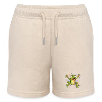 Frecher Frosch mit Farbklecksen - Kinder Organic Joggingshorts Mini Bolter von Stanley/Stella - Natur - Vorne