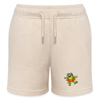 Fröhlicher Frosch mit Schwimmring - Kinder Organic Joggingshorts Mini Bolter von Stanley/Stella - Natur - Vorne