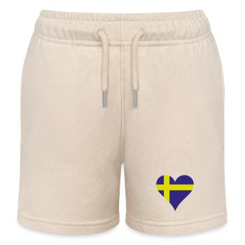 Heart and Cross Icon - Kids Organic Sweat Shorts by Stanley/Stella - soft Ecru - Front