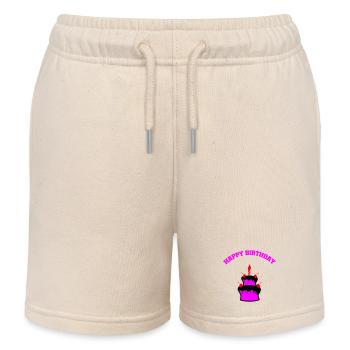 Neon Geburtstagskuchen Sticker - Kinder Organic Joggingshorts Mini Bolter von Stanley/Stella - Natur - Vorne