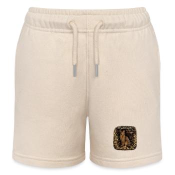 Abyssinian Mom Gold Frame - Kids Organic Sweat Shorts by Stanley/Stella - soft Ecru - Front