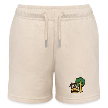 Draw Fountain Village Logo - Kids Organic Sweat Shorts by Stanley/Stella - soft Ecru - Front