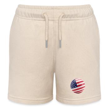 USA-FLAGGE AUF EINEM FUSSBALL - Kinder Organic Joggingshorts Mini Bolter von Stanley/Stella - Natur - Vorne