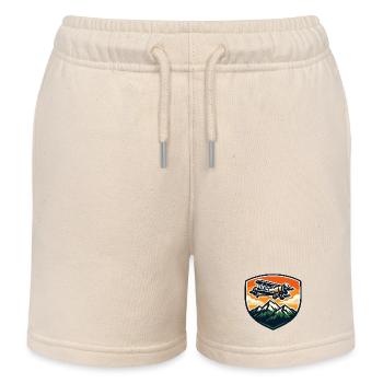 Vintage Flugzeug über Berglandschaft - Kinder Organic Joggingshorts Mini Bolter von Stanley/Stella - Natur - Vorne
