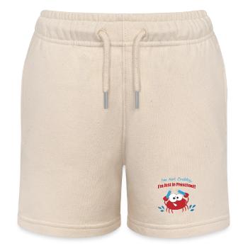 Preschool Crab with Pencils - Kids Organic Sweat Shorts by Stanley/Stella - soft Ecru - Front