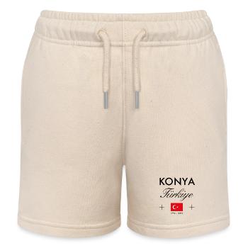 Konya Turkey Coordinates Travel Souvenir - Kids Organic Sweat Shorts by Stanley/Stella - soft Ecru - Front