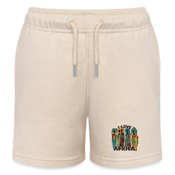 I LOVE AFRICA - Kids Organic Sweat Shorts by Stanley/Stella - soft Ecru - Front