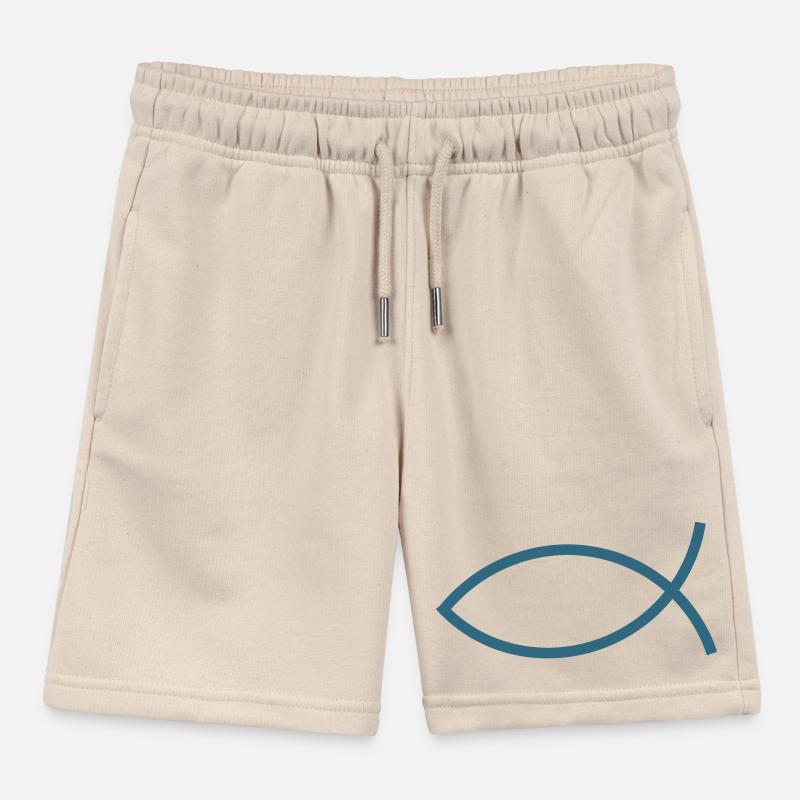 Jesus fish Ichthys fish fish Kids Organic Sweat Shorts by Stanley/Stella