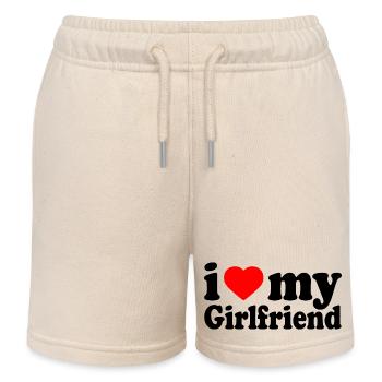 I love my girlfriend - Kids Organic Sweat Shorts by Stanley/Stella - soft Ecru - Front