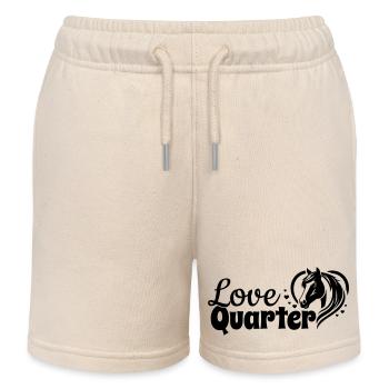 Quarter Love Heart Horse Head - Kids Organic Sweat Shorts by Stanley/Stella - soft Ecru - Front