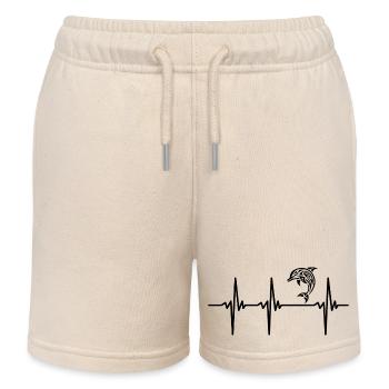 Heartbeat for cuddly dolphins - Kids Organic Sweat Shorts by Stanley/Stella - soft Ecru - Front