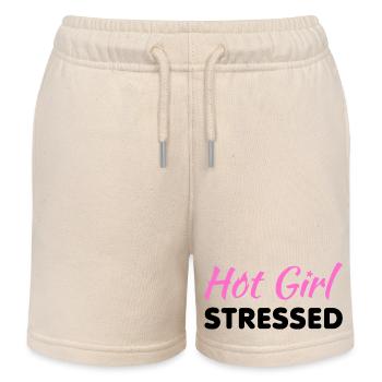 Hot Girl Stressed – Funny Pink Sarcastic Quote - K - Kids Organic Sweat Shorts by Stanley/Stella - soft Ecru - Front
