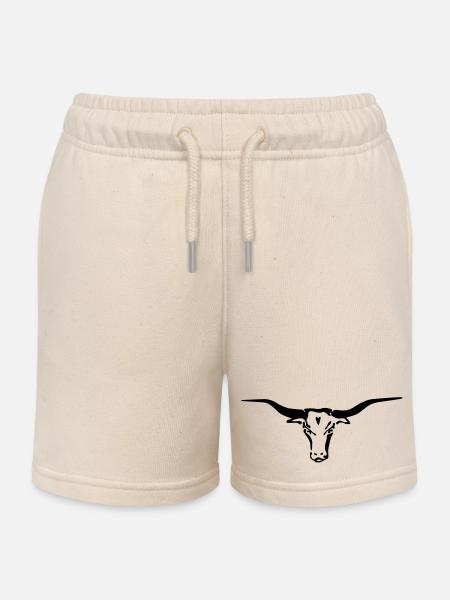 texas longhorn - Kids Organic Sweat Shorts by Stanley/Stella - soft Ecru