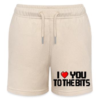 I love you to the bits - Kids Organic Sweat Shorts by Stanley/Stella - soft Ecru - Front