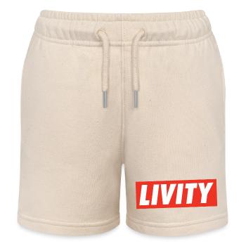 Livity Jah Rastafari Rasta One Love INI Roots - Kinder Organic Joggingshorts Mini Bolter von Stanley/Stella - Natur - Vorne