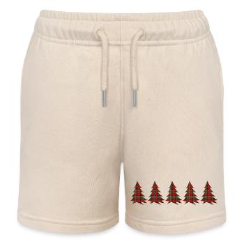 Forêt Tartan Arbres - Short de jogging enfant bio Stanley/Stella - écru doux - Devant