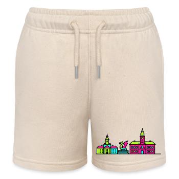 Klagenfurter Stadtsilhouette Lindwurm Moderne Kunst - Kinder Organic Joggingshorts Mini Bolter von Stanley/Stella - Natur - Vorne